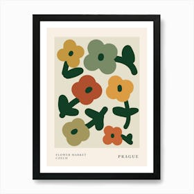 Flower market Prague, Cute abstract flowers, Neutral autumn decor Art Print