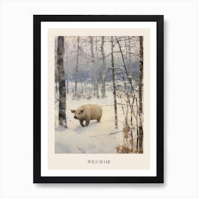 Vintage Winter Animal Painting Poster Wild Boar 2 Art Print