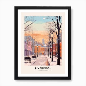 Vintage Winter Travel Poster Liverpool United Kingdom Art Print