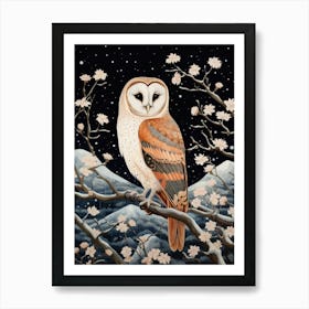 Winter Bird Painting Barn Owl 4 Art Print