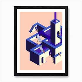 Impossible Architecture Blush And Blue Art Print