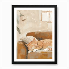 Cat Sleeping On Couch 5 Art Print