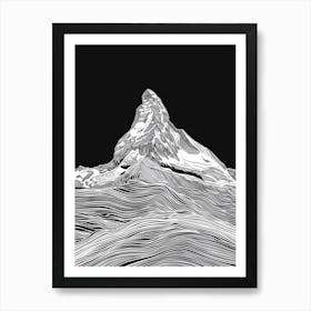 Beinn Bheoil Mountain Line Drawing 1 Art Print