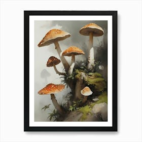 Mushrooms Painting (19) Art Print