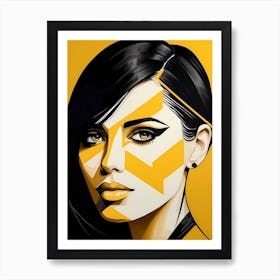 Pop Art Woman Portrait Abstract Geometric Art (10) Art Print