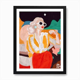 Femme Glamour Affiche Colorée pour Salon