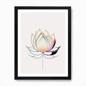 Lotus Flower, Buddhist Symbol Abstract Line Drawing 1 Art Print