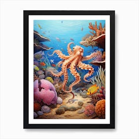 Octopus Amongst Fish 1 Art Print