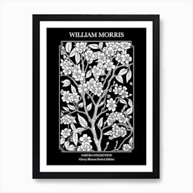 William Morris  Style Cherry Blossom Black And White 1 Art Print