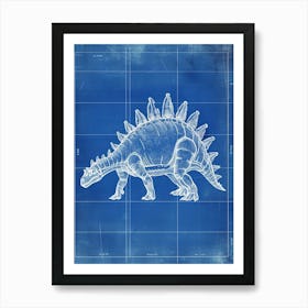 Stegosaurus Dinosaur Blue Print Inspired Art Print