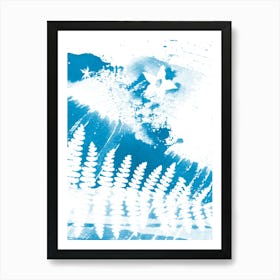 Abstract Blue Ferns 1 Art Print