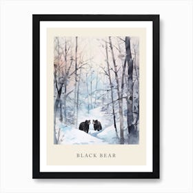 Winter Watercolour Black Bear 5 Poster Art Print
