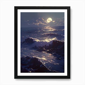 Moonlight Over The Ocean 1 Poster