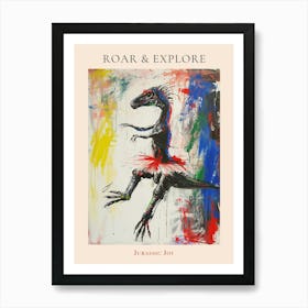 Abstract Dinosaur Wild Brushstrokes Dancing 2 Poster Art Print