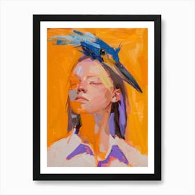 Bird On Head Art Print