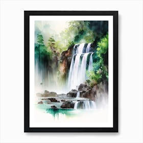 Saen Saep Waterfall, Thailand Water Colour  (3) Art Print