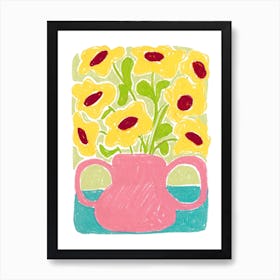 Yellow Flowers In A Vase Art Print