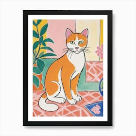 Cat On A Table Art Print