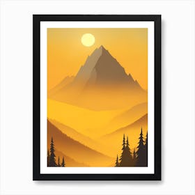 Misty Mountains Vertical Composition In Yellow Tone 3 Art Print