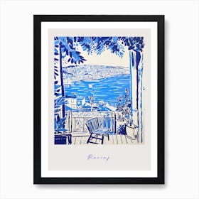 Rovinj Croatia Mediterranean Blue Drawing Poster Affiche