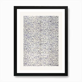 Blue And White Floral Rug Art Print