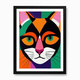 Cat Portrait Illustration Mid Century Modern Painting Reproduction Art Print