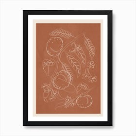 Peaches Line Art Art Print