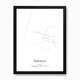 Nakskov,Denmark Minimalist Map Art Print