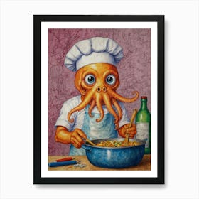 Octopus Chef Art Print