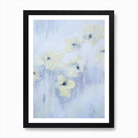 Yellow Flowers And Grey Painting Poster