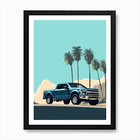 A Ford F 150 In French Riviera Car Illustration 2 Art Print