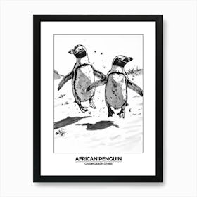 Penguin Chasing Each Other Poster Art Print