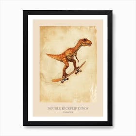 Oviraptor Vintage Dinosaur Poster 3 Art Print