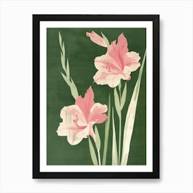 Pink & Green Gladiolus 1 Art Print