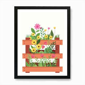 Garden Crate With Flowers Art Print