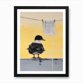 Yellow Washing Line Gouache Painting 1 Art Print