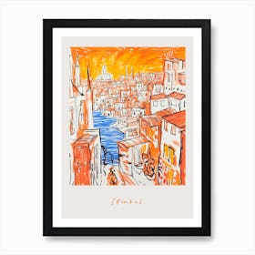 Istanbul Turkey 2 Orange Drawing Poster Art Print