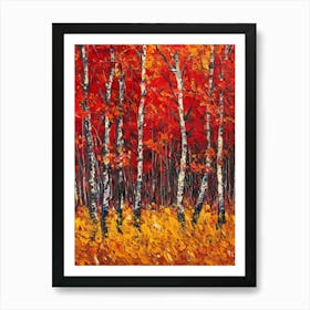 Birch Trees In Autumn 2 Art Print