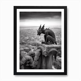 Gargoyle In Barcelona B&W Poster