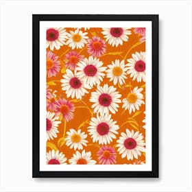 Echinacea Floral Print Retro Pattern2 Flower Art Print