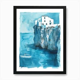 Blue House On The Cliff Art Print