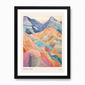 Scafell Pike England 4 Colourful Mountain Illustration Poster Art Print