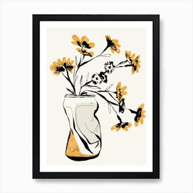 Vase Of Yellow Flowers Art Print