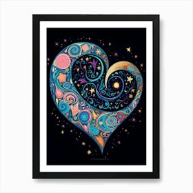 Rainbow Space Heart 1 Art Print