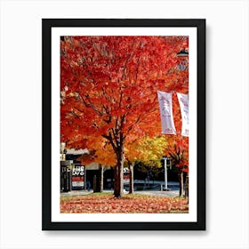 An Autumnal Scene Rich In Fall Foliage Utilizing A Vibrant Red And Orange Color Palette Showcasin (2) Art Print