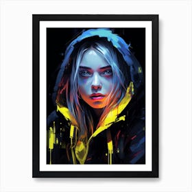 Billie Eilish Neon Portrait 4 Art Print