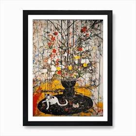Lotus With A Cat 3 Abstract Expressionism  Art Print