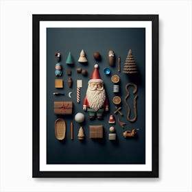 Collection Of Christmas Objects Art Print