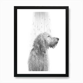 Labradoodle Dog in the shower Art Print