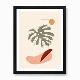 Minimal Line Monstera Art Print